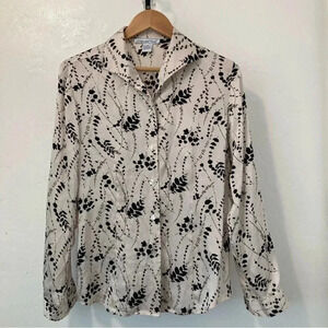 Anna and Frank 100% Silk‎ Floral Blouse Button Up Long Sleeve Classic